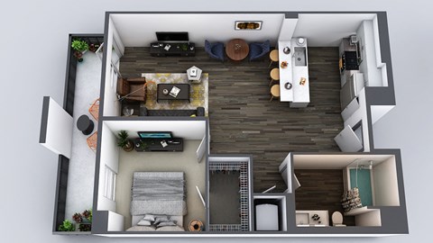 Floor plan for 2 beds, 1 bath, 730 sqft